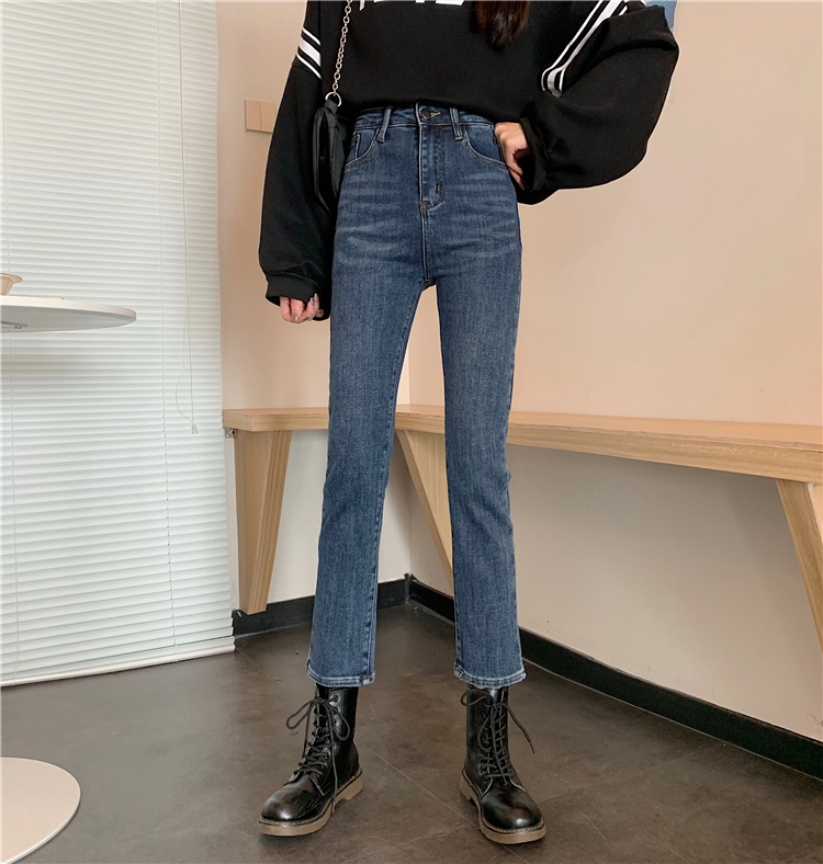 Korean version of skinny slim fit cigarette tube elastic jeans