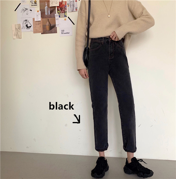 New Korean style loose and slim straight nine point jeans