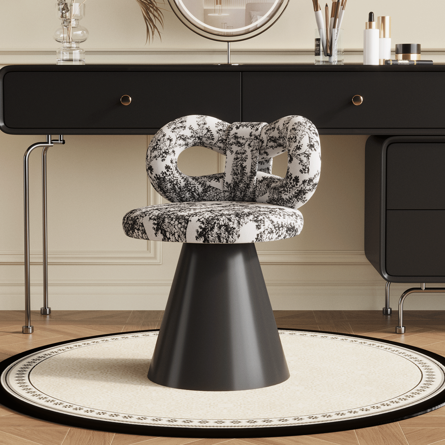 法式中古风轻奢高级感创意蝴蝶结梳妆凳卧室梳妆台凳子复古化妆椅