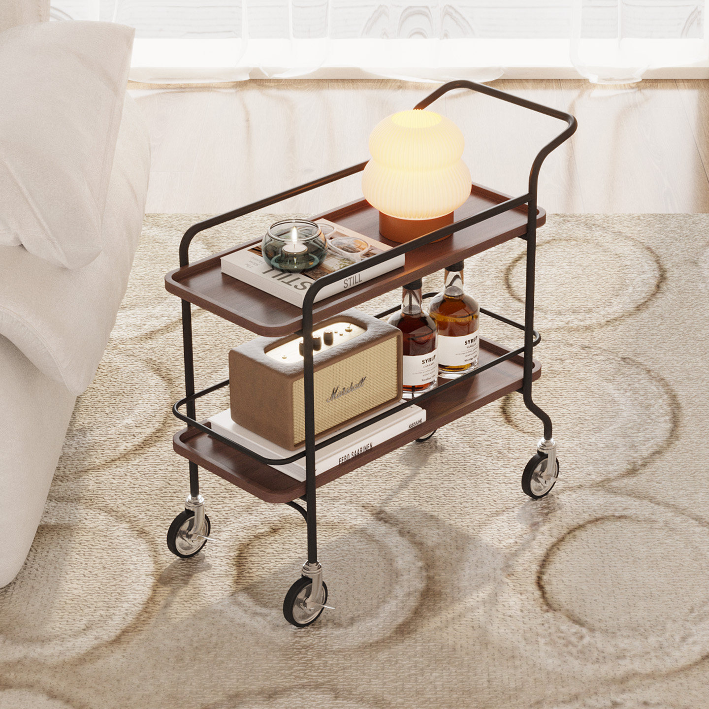 法式中古风可移动客厅高级感小茶几二层小推车边几小型复古置物架,住宅家具,移动边几/推车,淘宝优惠券,粉丝福利购,淘宝优惠卷