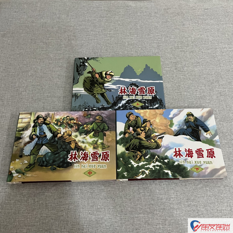 林海雪原 32开大精 共3册 绢版 肖林 绘 连环画小人书