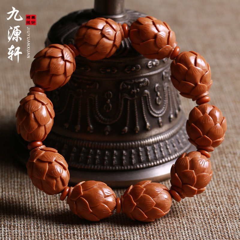 橄榄核转运莲花手串橄榄胡核雕佛珠手链男女文玩苏工全手工