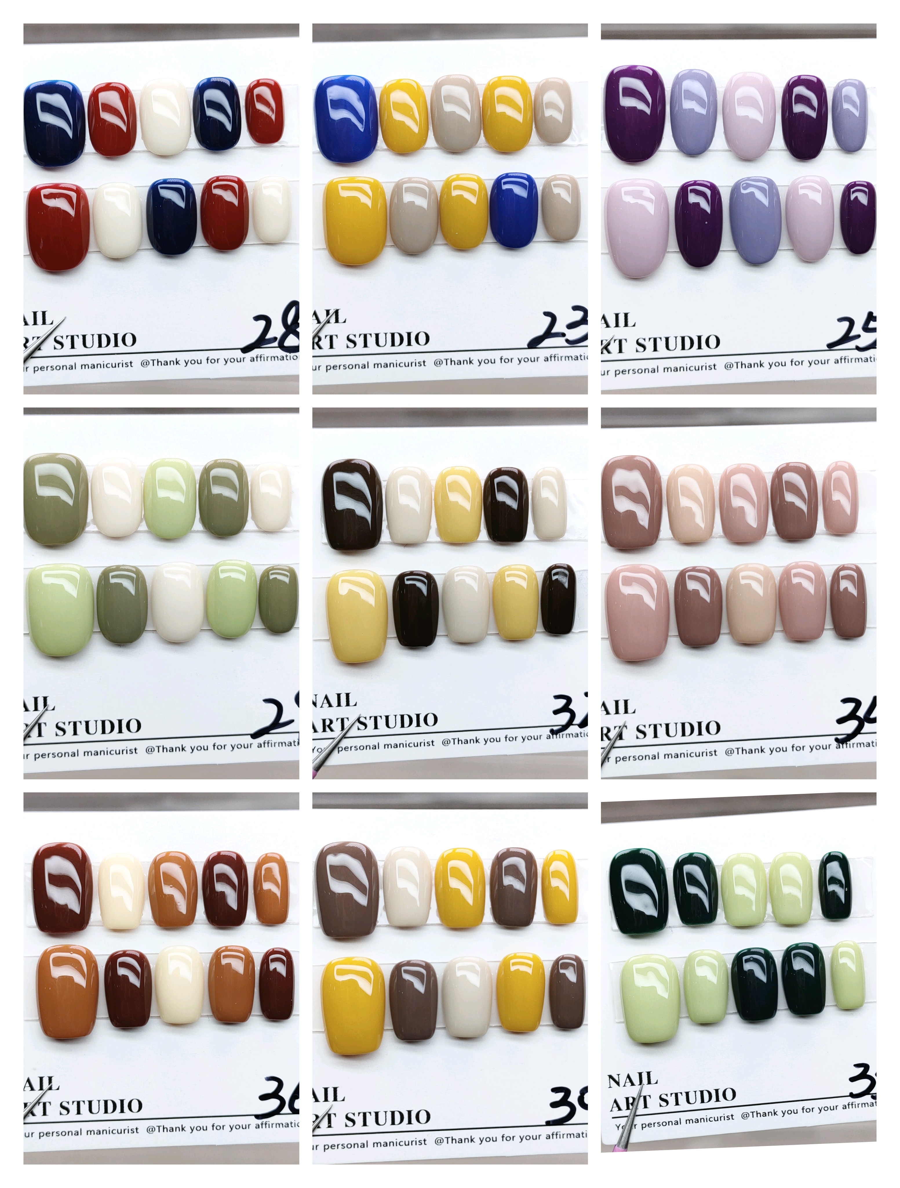 高级纯色跳色手工穿戴甲定制4个尺码12种甲型可选