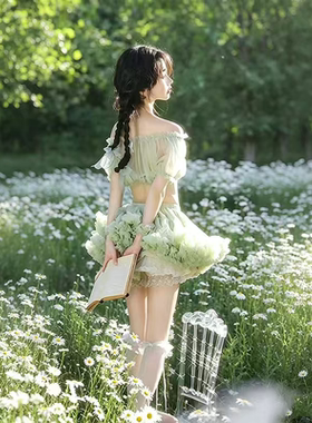 春夏季新款多巴胺清新绿色短裙女生半身裙tutu裙蓬蓬纱蛋糕裙少女