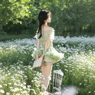 春夏季新款多巴胺清新绿色短裙女生半身裙tutu裙蓬蓬纱蛋糕裙少女