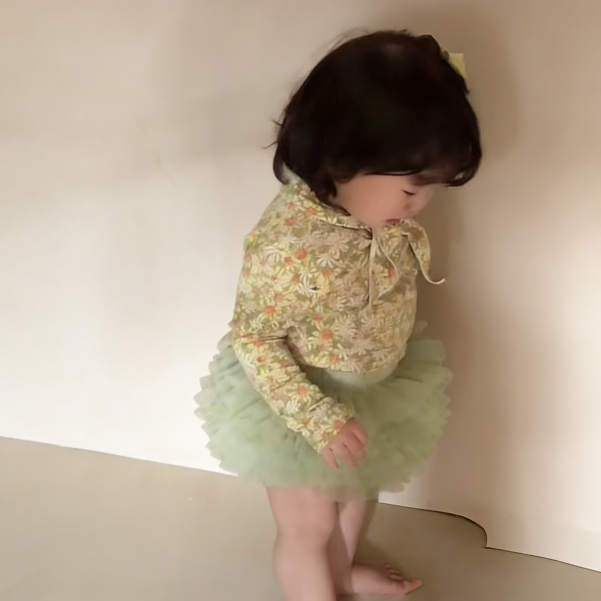 女宝春夏季裤裙软纱纯棉清新绿色包屁衣裙裤蓬蓬纱短裙婴幼儿衣服