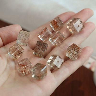 天然水晶方糖黑金超七diy配件散珠小红薯爆款水晶方糖批发