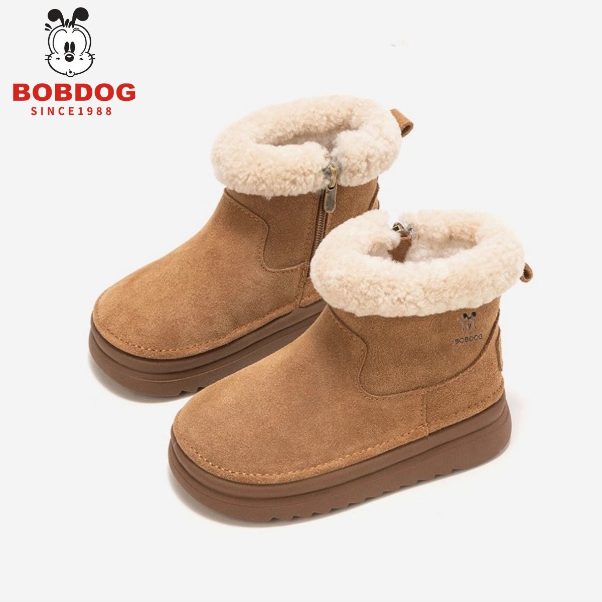 巴布豆真皮女童雪地靴男童大棉鞋2025新款冬季加绒加厚儿童棉靴子,童鞋/婴儿鞋/亲子鞋,雪地靴,淘宝优惠券,粉丝福利购,淘宝优惠卷