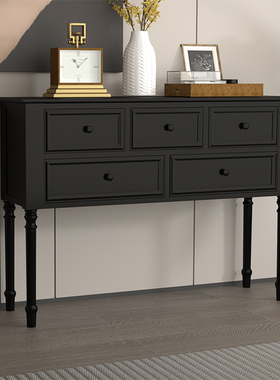 玄关柜斗柜实木美式收纳五斗柜卧室客厅靠墙小柜子桌黑色餐边柜