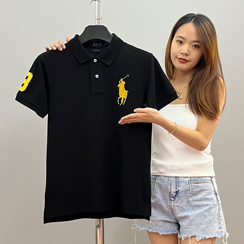 淘亿贝高端品质短纯t恤棉翻领宽松型刺绣大马标季S-801男夏装p袖o