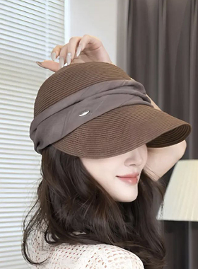 法式草编大檐防晒帽子女夏季