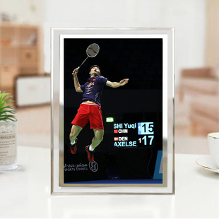 石宇奇水晶相框羽毛球运动员桌面玻璃摆台装饰画照片送礼物周边