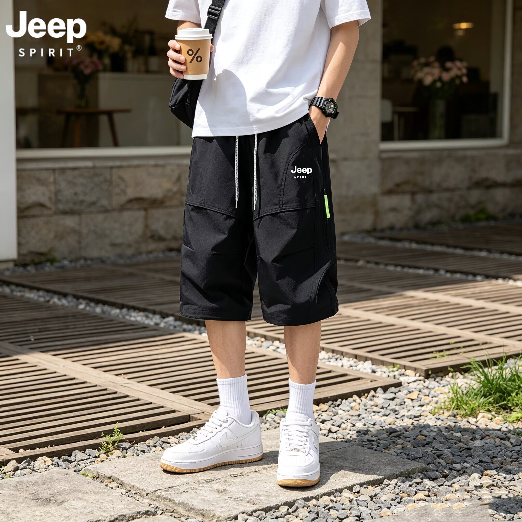 JEEP SPIRIT吉普运动七分裤男士夏季薄款透气直筒五分裤休闲中裤