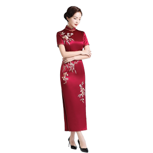 盖世红颜改良旗袍婚礼婚宴婆婆妈妈装敬酒服新娘伴娘礼服伶雅红