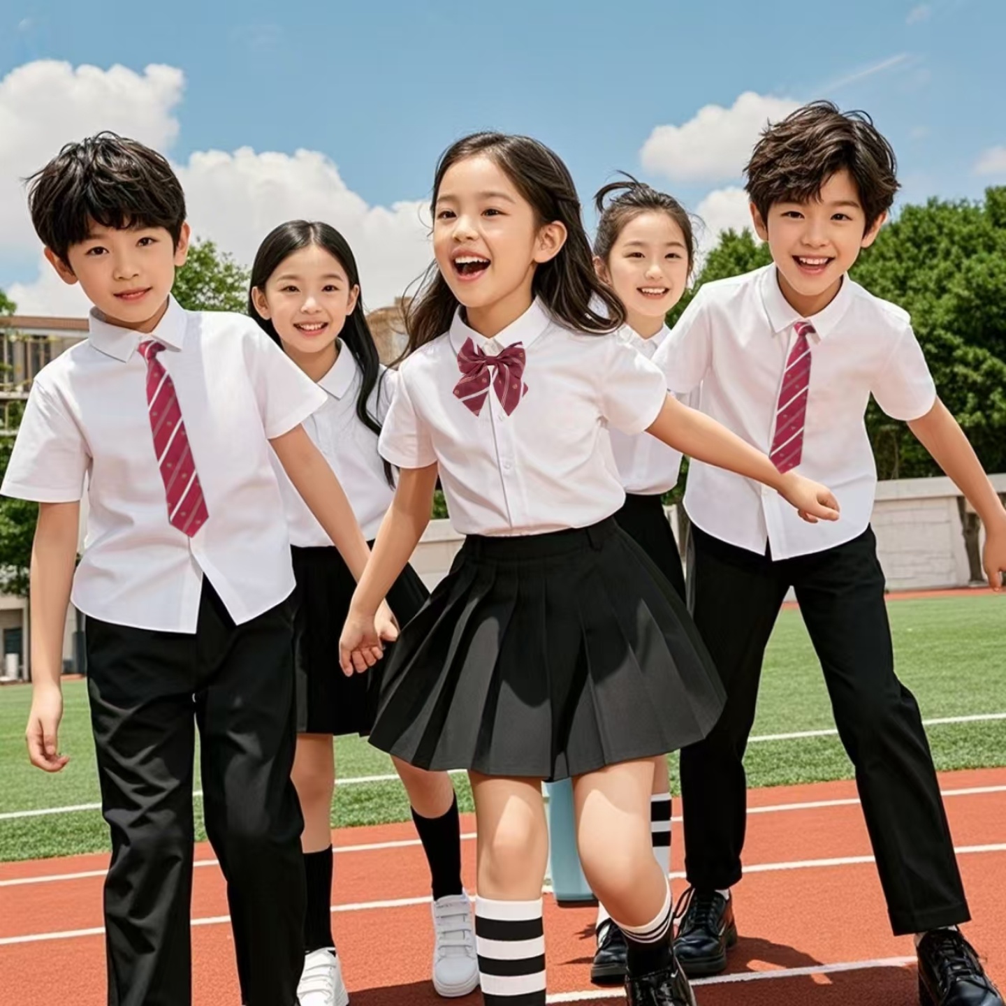 小学生毕业表演出朗诵比赛儿童节白衬衫拍照六一班服大合唱服装