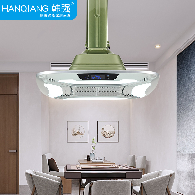 韩强麻将馆棋牌室升降排烟吊灯