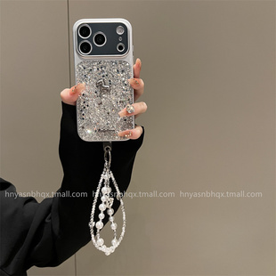 银色闪粉亮片lucky马适用于苹果17promax手机壳iPhone16promax高级感15pro全包14promax日韩iPhone17防摔外壳