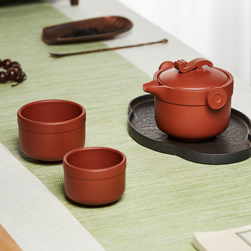 紫砂功夫茶具套装一壶二杯手抓壶