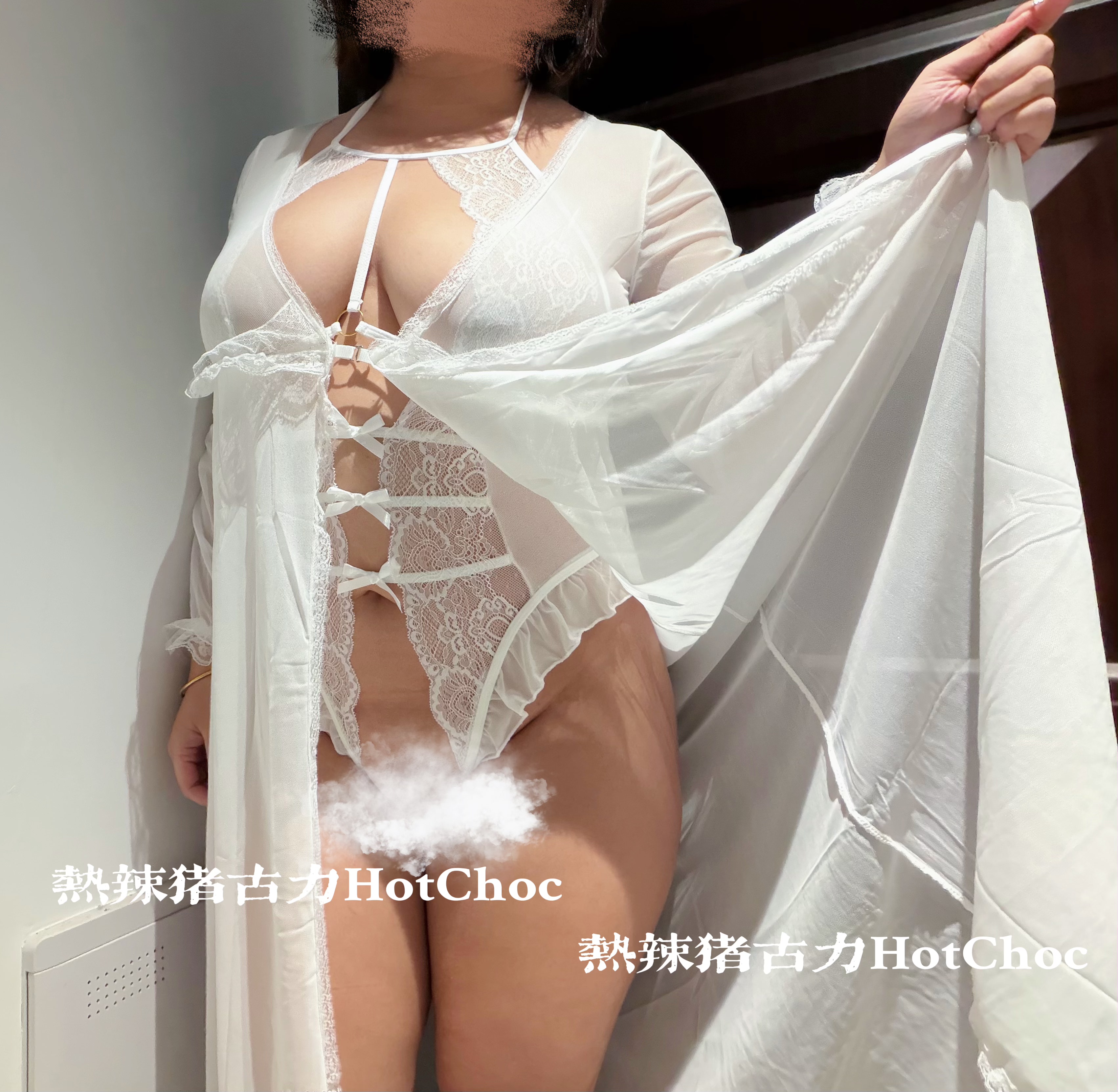 -热辣-“白玫瑰”性感情趣镂空小胸显大睡裙两件套套装