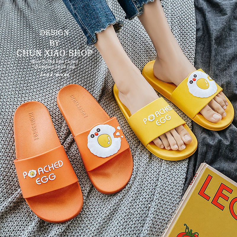 Lòng đỏ dép cặp đôi dễ thương nữ mùa hè tắm nhà dép tắm và dép đi trong nhà không trượt nam mềm đáy của rửa khử mùi