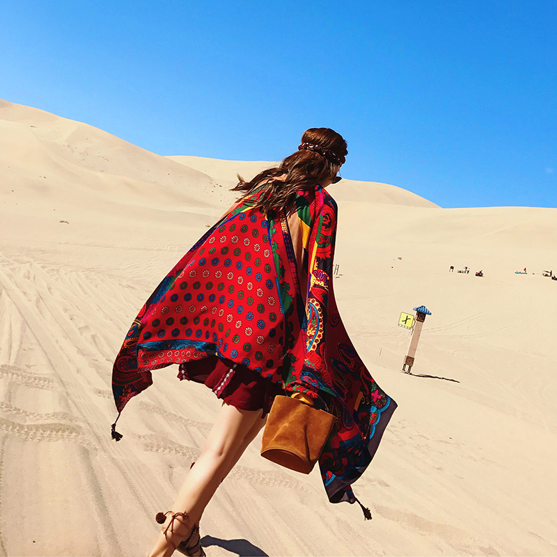 夏季两用防晒披肩海边春秋沙滩巾