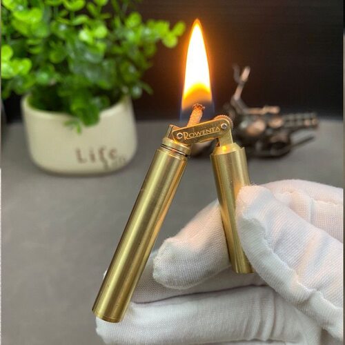 好运达复古煤油打火机黄铜男网红爆款细双截棍迷你香烟型小巧老式