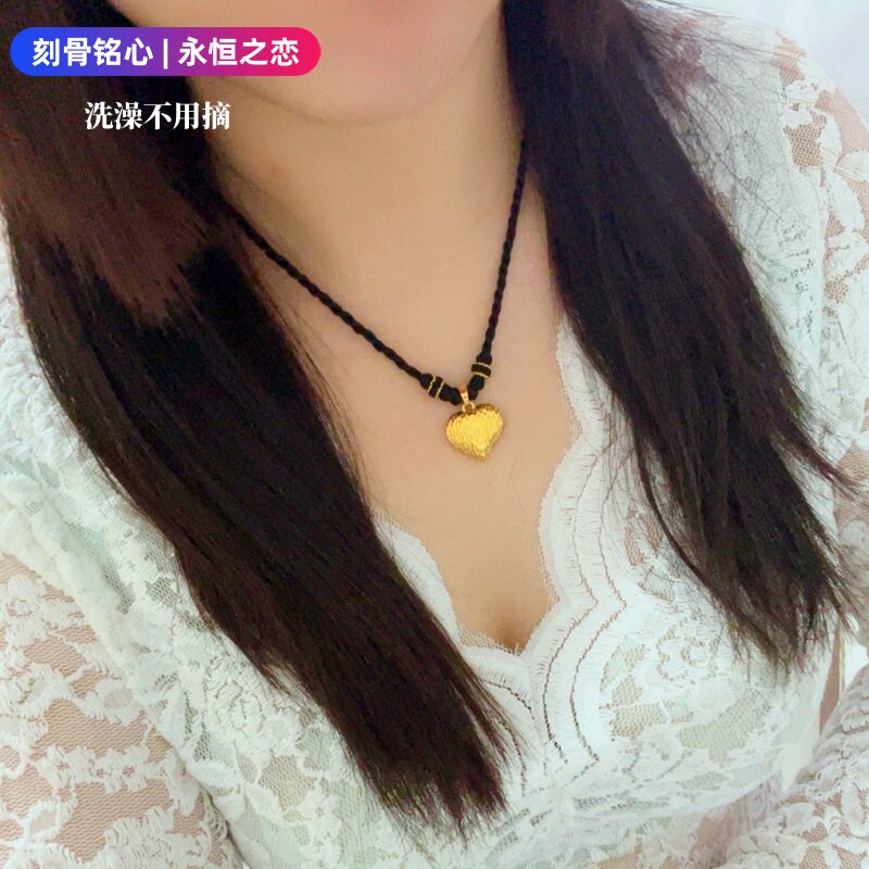 越南沙金铜合金爱心锁骨链不掉色