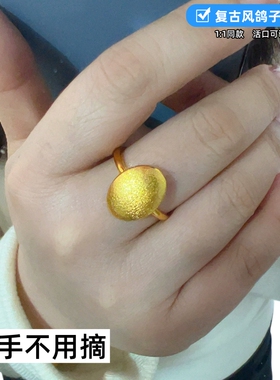 黄铜合金大鸽子蛋戒指越南时间女士戒指镀金欧美食指戒久不掉色