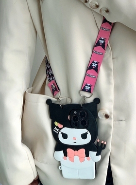 立体可爱库洛米三星s24plus手机壳s23斜跨背带a32/a23/a13/a53卡通s9/s21挂脖note10pro软壳s22ultra女note20