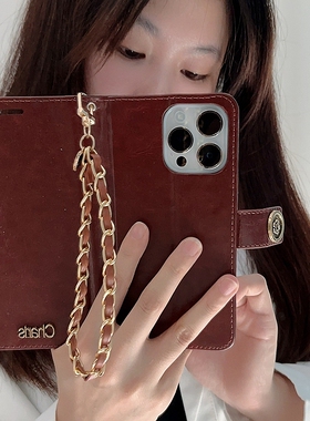 复古山茶花华为mate60pro手机壳翻盖nova14皮套p80荣耀400/300/200插卡magic7/6/5卡包nova13/12/11/10高级感