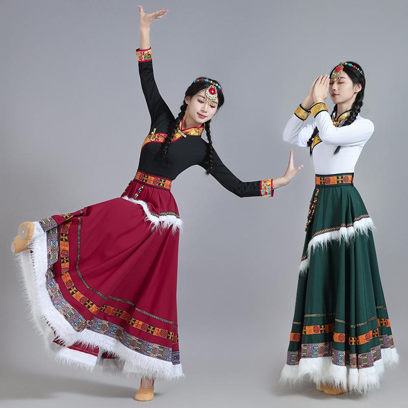 大摆裙修身凤舞藏族舞修身演出服