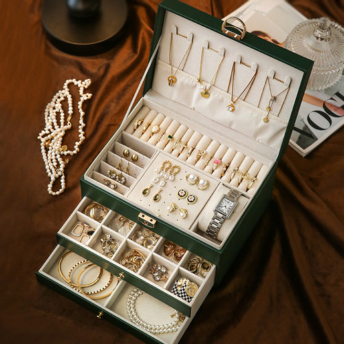 高档皮质首饰收纳盒精致大容量