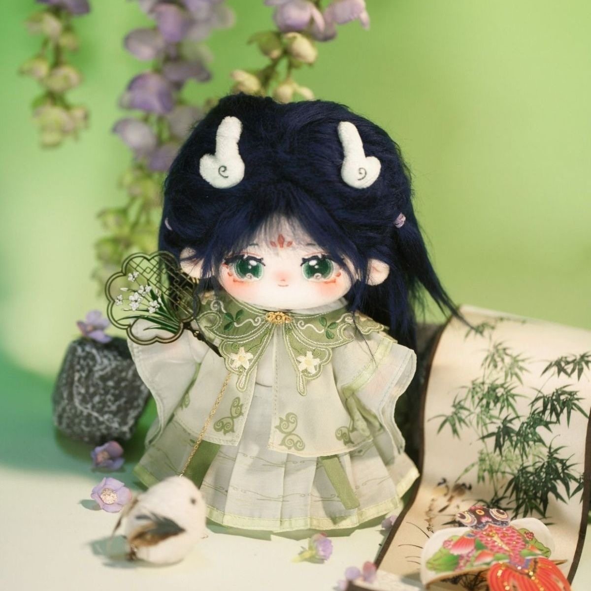 国风汉服棉花衣服娃娃公仔20高温cm玩偶假发衣服小龙女棉花娃娃