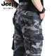 多口袋纯棉休闲长裤 吉普迷彩工装 子 春秋款 宽松直筒运动男裤 裤 男士