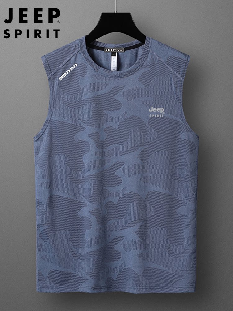 JEEP JEEP 아이스 실크 조끼 남성 여름 얇은 속건성 통기성 위장 조끼 캐주얼 스포츠 민소매 티셔츠
