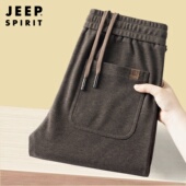 加厚运动长裤 吉普加绒休闲裤 子 中年爸爸装 宽松直筒阔腿裤 男士 冬季