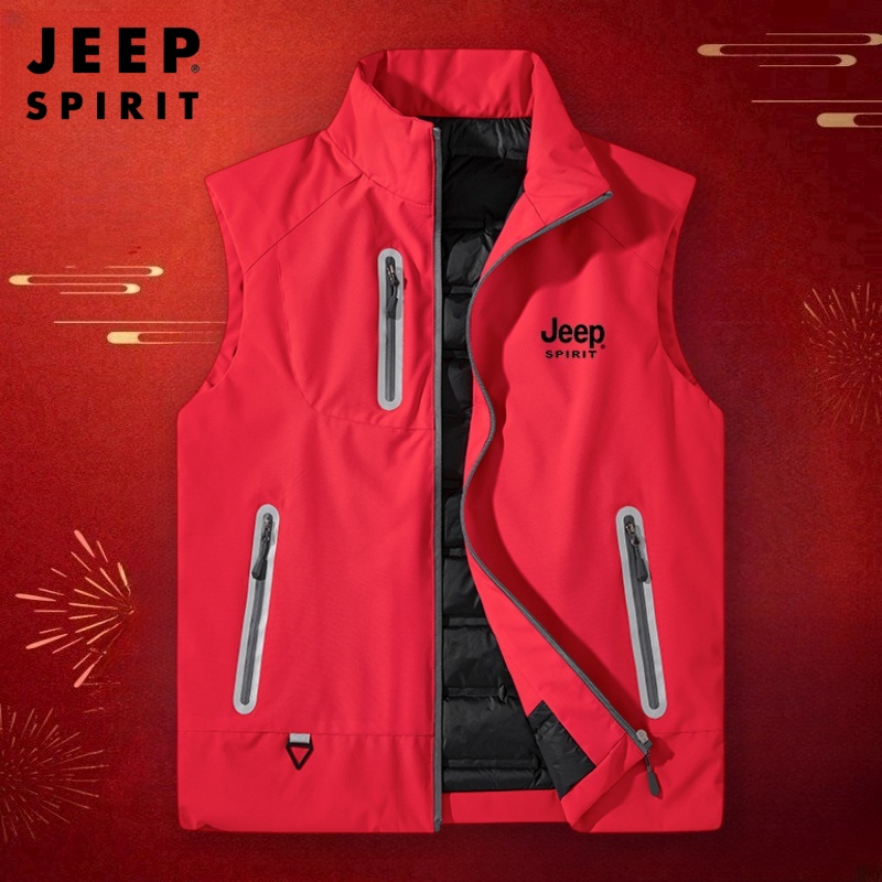 吉普红色羽绒马甲男款本命年马年