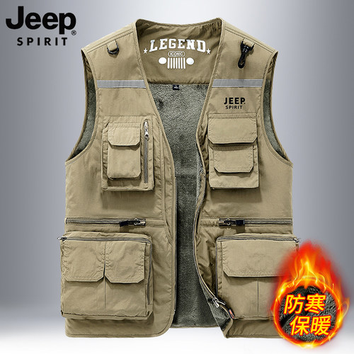 吉普JEEP户外多口袋男士工装马甲