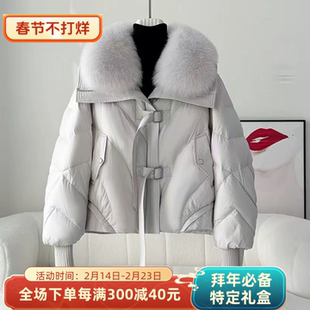 女士高级感冬装外套韩版气质休闲宽松保暖服大毛领翻领棉衣短款女