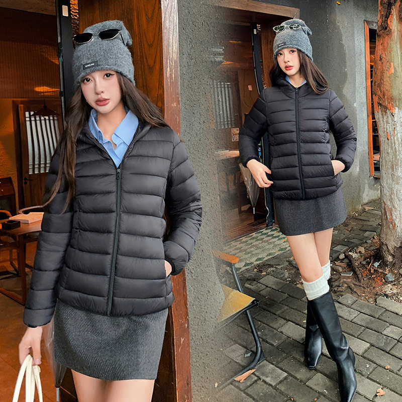 冬季保暖棉衣女新款棉服洋气短款外套轻薄连帽薄款面包服跨境热销