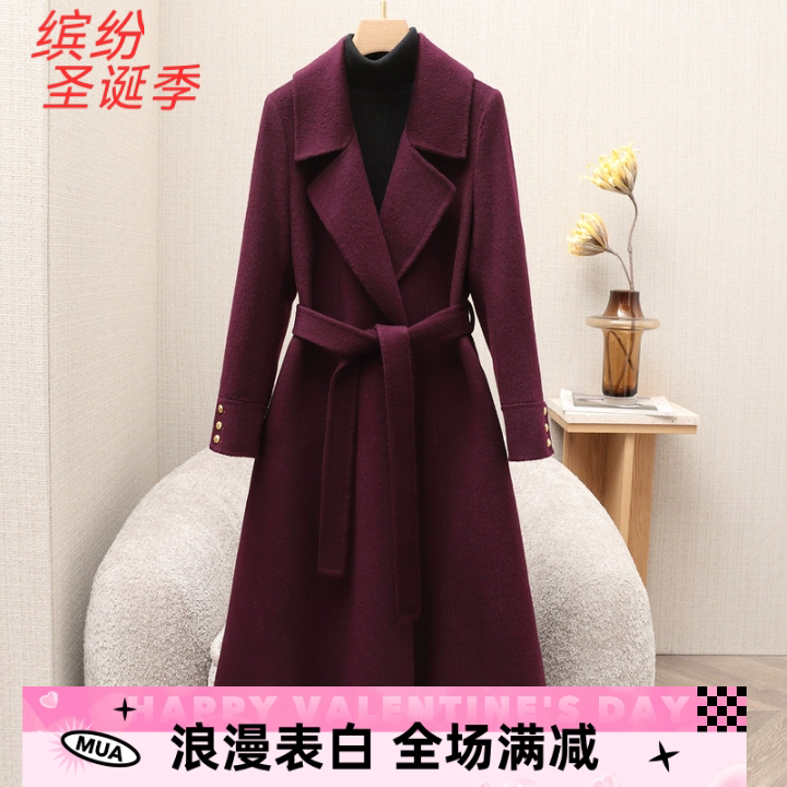 超好看双面羊绒大衣女2025秋冬新款赫本风收腰修身显瘦羊毛呢外套