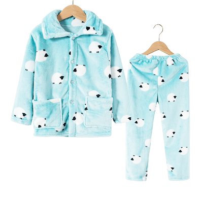 秋冬季儿童珊瑚绒睡衣加厚男孩