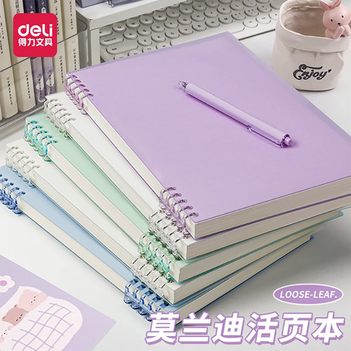 得力莫兰迪活页本高颜值可拆卸