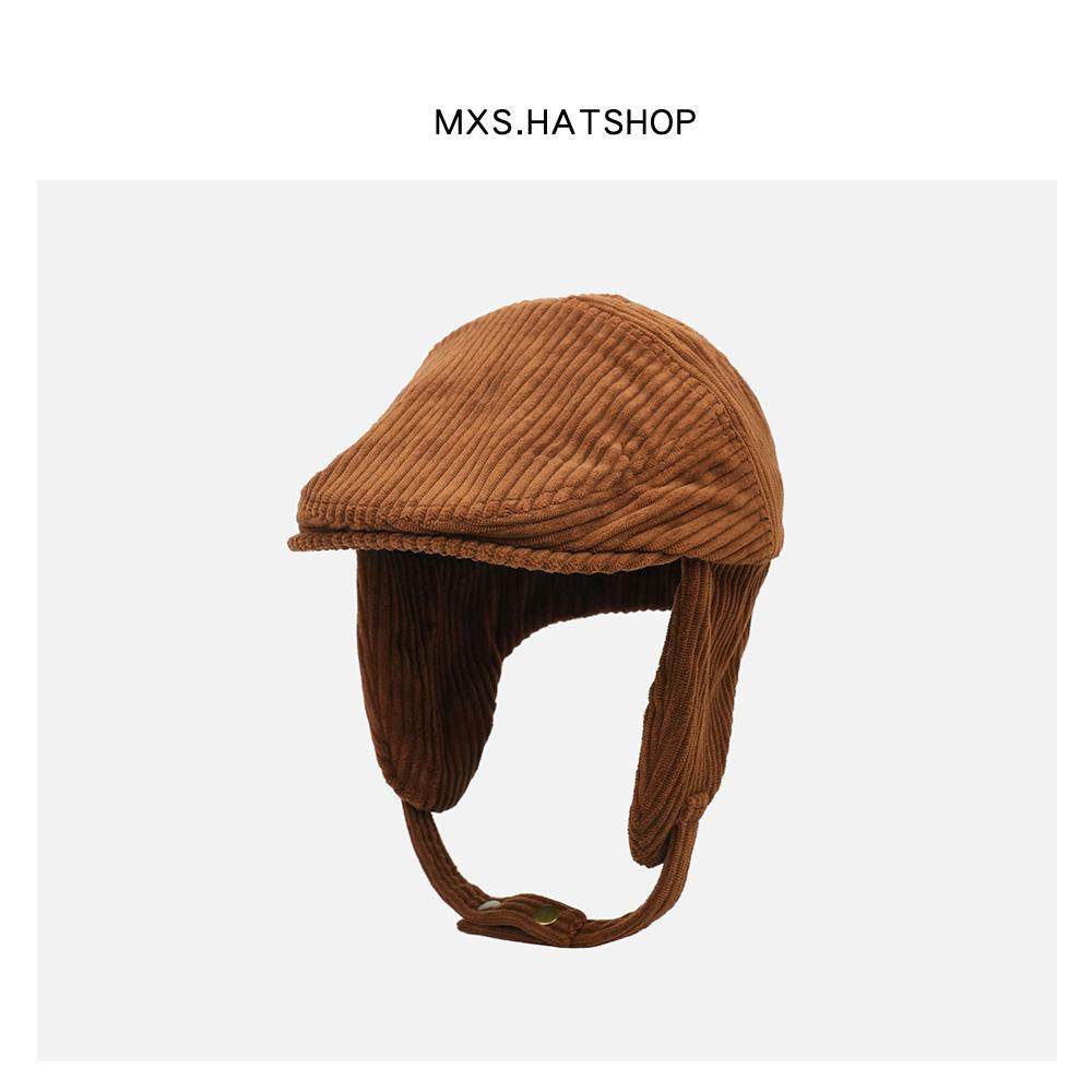 日系冬季复古护耳保暖雷锋帽男女英伦风小众文艺时尚灯芯绒前进帽