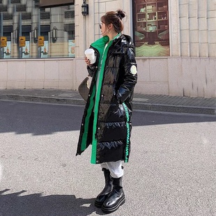 保暖 新款 立领白鸭绒加厚羽绒服休闲中长款 外套亮面免洗感女冬季