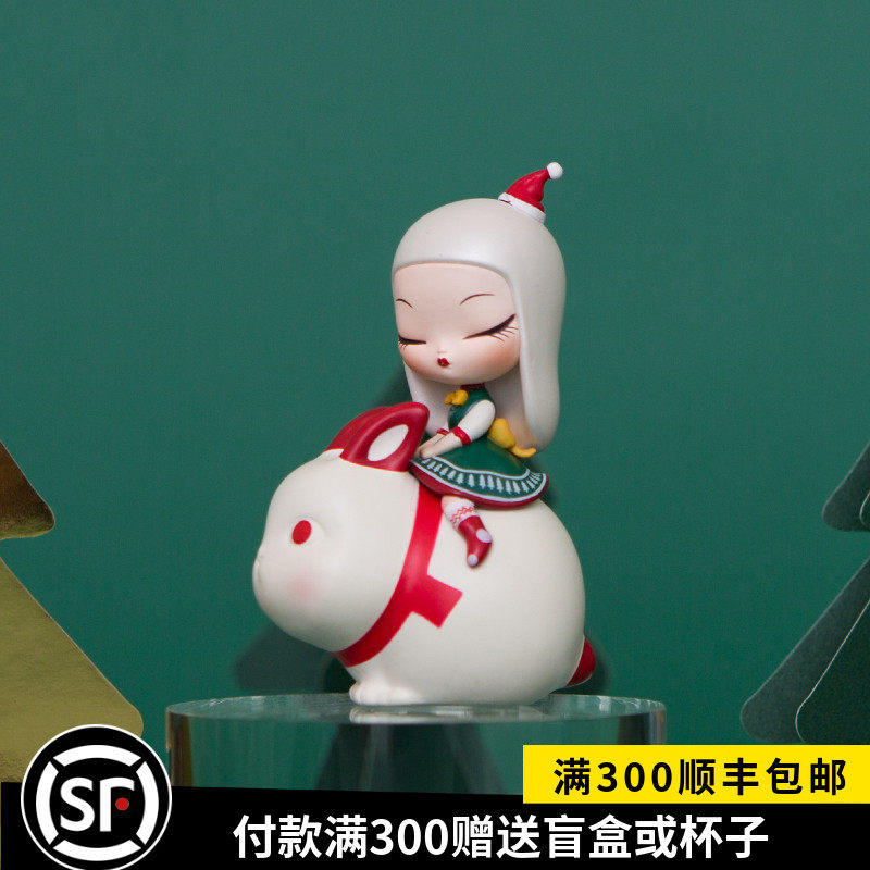 艺术家设计 白夜童话 圣诞晚安月光兔子手办摆件桌面饰品生日礼物