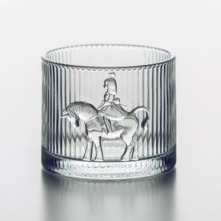 可米生活白夜童话猫将军独角兽水杯饮料杯玻璃创意艺术礼品红酒杯