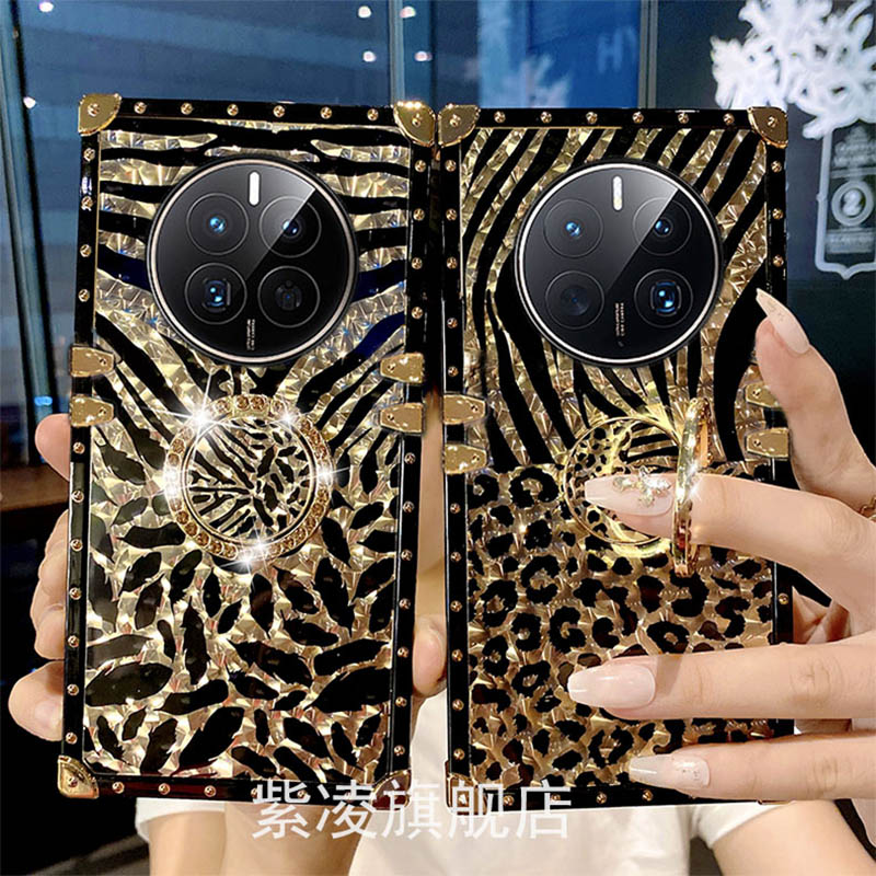 适用华为mate50手机壳女款mate50pro带指环支架挂绳mate50E创意硅