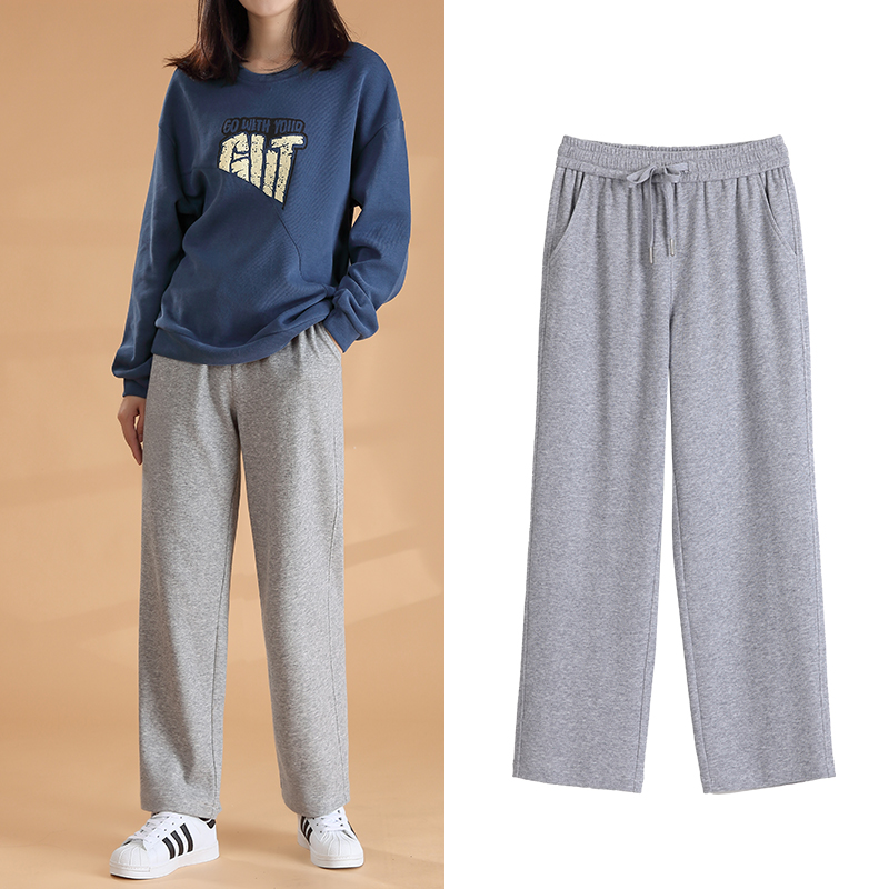 卫裤女九分窄版加绒直筒