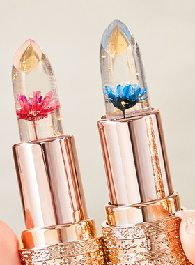 鲜花口红果冻变色润唇膏滋润不掉色防水不沾杯女孕妇可用温变唇膏